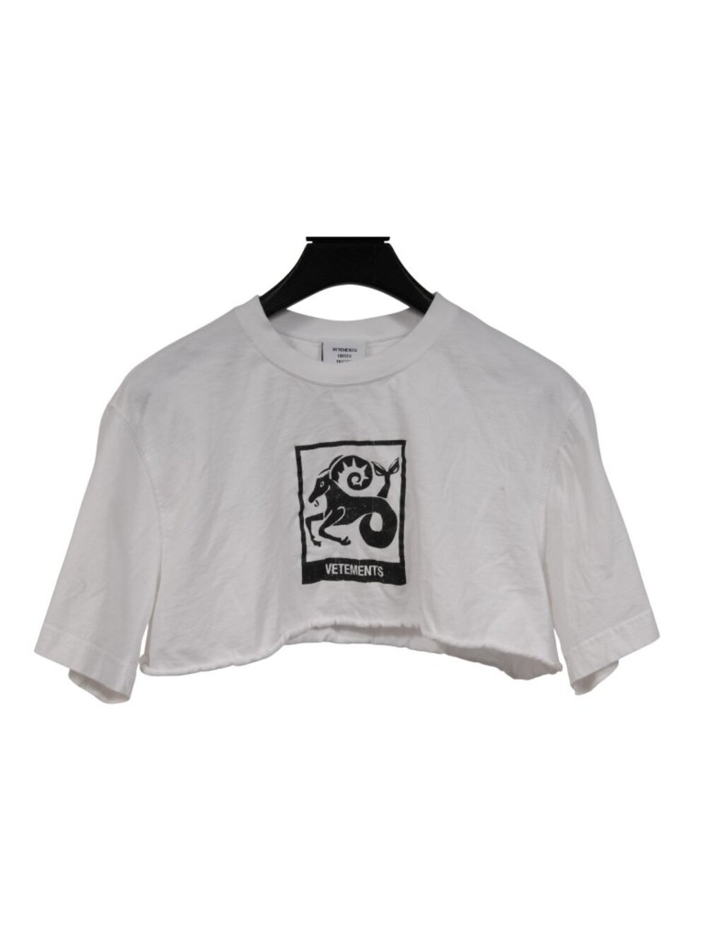 Vetements Womens Zodiac Capricorn Cropped T Shirt Small White Cotton Crop Top